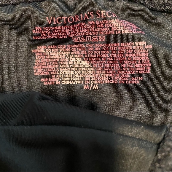 Victoria’s Secret bikini (M) and top (36C) padded push-up crochet black swimsuit - Picture 13 of 16